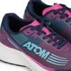 נעלי ריצה ATOM בשילוב צבעים ורוד, סגול וכחול כהה.