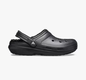 נעלי קרוקס פרוותיים קלאסים בצבע שחור - Crocs Classic Lined Clog