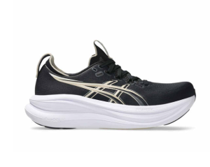 Asics Gel Nimbus 28 נעלי ריצה לנשים אסיקס ג'ל נימבוס 28 צבע שחור לבן וזהב